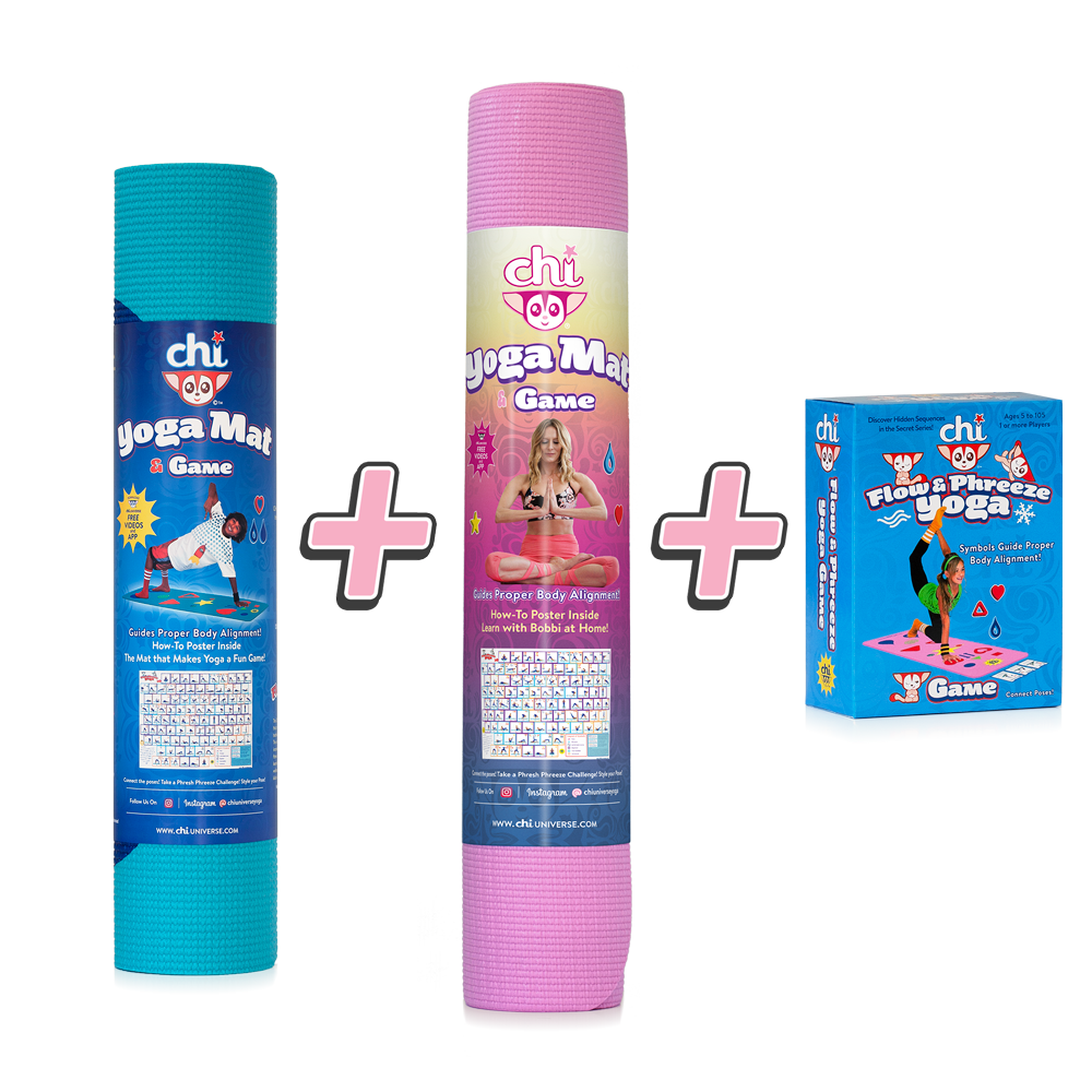 Chi Yoga Mats Card Game Family Gift Bundle